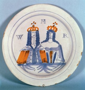 Aardewerken bord, Lambeth, ca. 1689